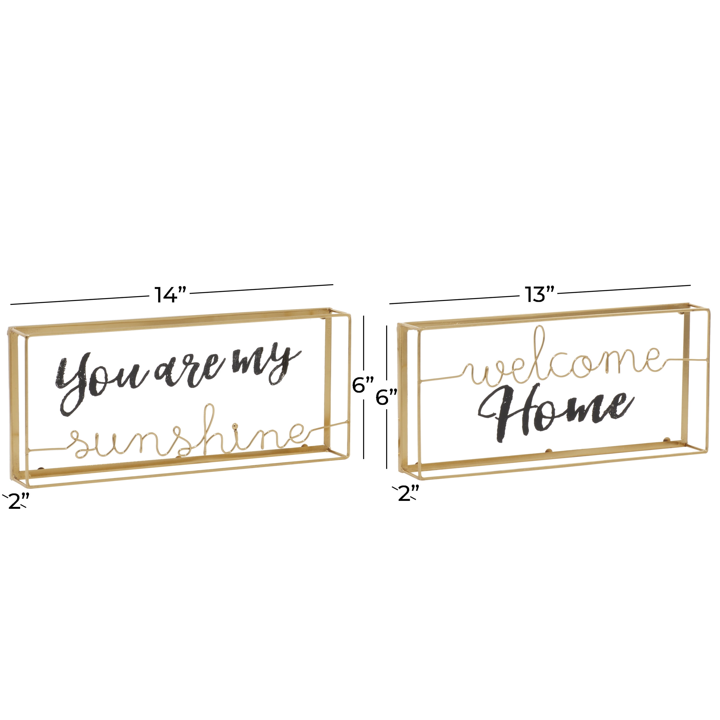 DecMode Sunshine, Home Glass Decorative Sign, 2-Pieces