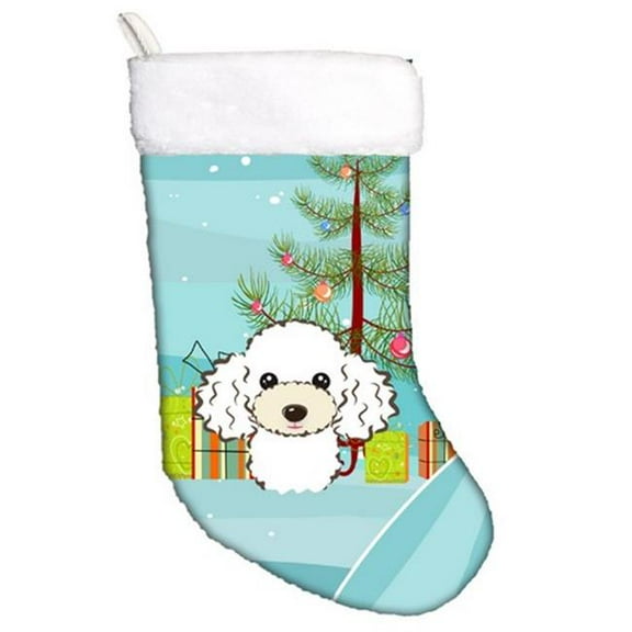 Christmas Tree & White Poodle Christmas Stocking