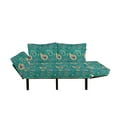 thumbnail image 2 of Paisley Futon Couch, Rhythmic Abstract Motifs Warm Tones Traditional Illustration, Daybed with Metal Frame Upholstered Sofa for Living Dorm, Loveseat, Dark Seafoam and Multicolor, by Ambesonne, 2 of 4