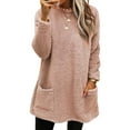thumbnail image 1 of LUXUR T-Shirt en Molleton Doux pour Femmes, Ample, Rose, pour le Travail, 1 of 2