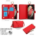thumbnail image 2 of Crossbody Wallet Case for Samsung Galaxy S21 Ultra RFID Blocking Card Slots, PU Leather Wristband Strap Zipper Pocket Phone Case with Stand Secure Ring Buckle for Samsung Galaxy S21 Ultra, Red, 2 of 7
