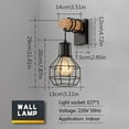 thumbnail image 1 of 2 piezas de luz de pared interior industrial de metal y madera vintage, luz de pared de jaula E27 Max 40W luz de pared para dormitorio cocina comedor negro Adepaton YQ-2484, 1 of 6