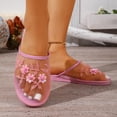 thumbnail image 2 of PMVFHDE Embroidered Mesh Slippers Women Boxy Mule Flat On Shoes Indoor Comfort Breathable Casual Sandals Pink - 7, 2 of 9