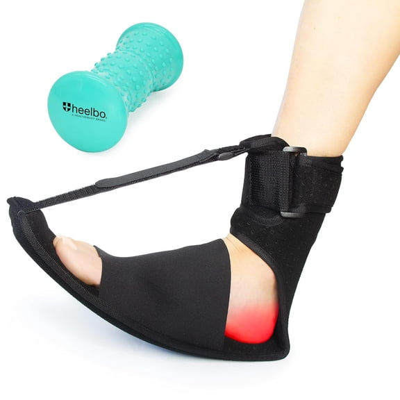 Heelbo Plantar Fasciitis Night Splint Bundle with Massage Roller – Adjustable Foot Support, Heel Pain, Arch & Achilles Tendonitis Brace