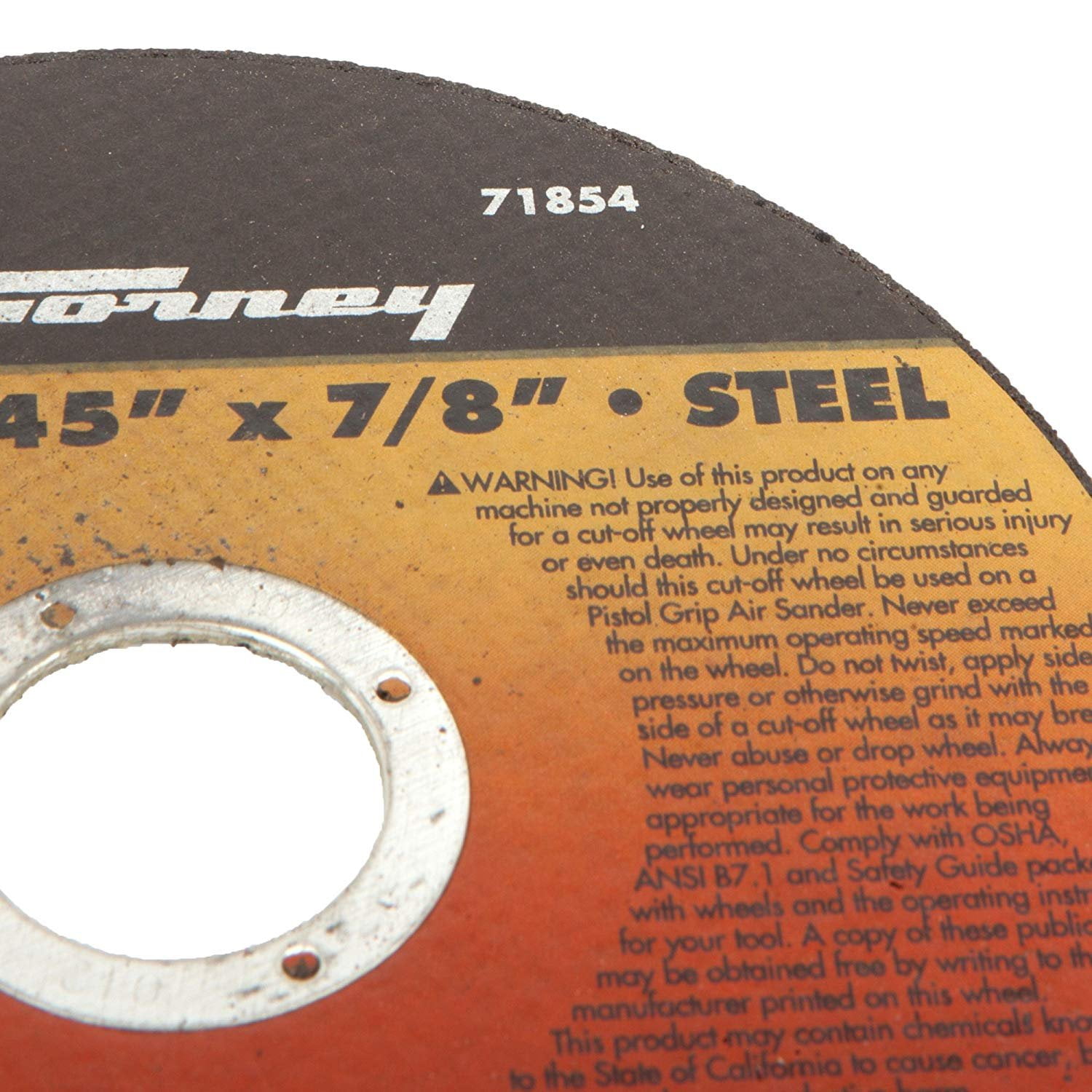 Forney 71854 Cut-Off Wheel with 7/8-Inch Arbor, Metal Type 1