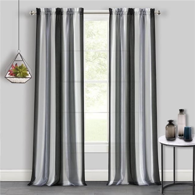 Spectrum Rod Pocket Window Curtain Panel - 50 x 63 in. - Black & Silver
