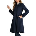 thumbnail image 4 of INSPIRE CHIC Women's Vintage Solid A Line Double Breasted Collared Winter Overcoat M Dark Blue, 4 of 6
