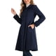 thumbnail image 4 of Abrigo de invierno de mujer vintage sólido de línea A con doble botonadura y cuello en azul oscuro M, 4 of 6