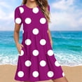 thumbnail image 2 of DeHolifer Womens T-Shirt Dress with Pockets Summer Scoop Neck Ruffle Dress Casual Soft Print Graphic Short Sleeve Sundress Purple S, 2 of 6