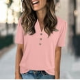 thumbnail image 2 of NAMTYQX Casual Tops for Women Fashion Graphic Loose Button V Neck Stretch Tshirts Shirts for Women Pink Size L, 2 of 5
