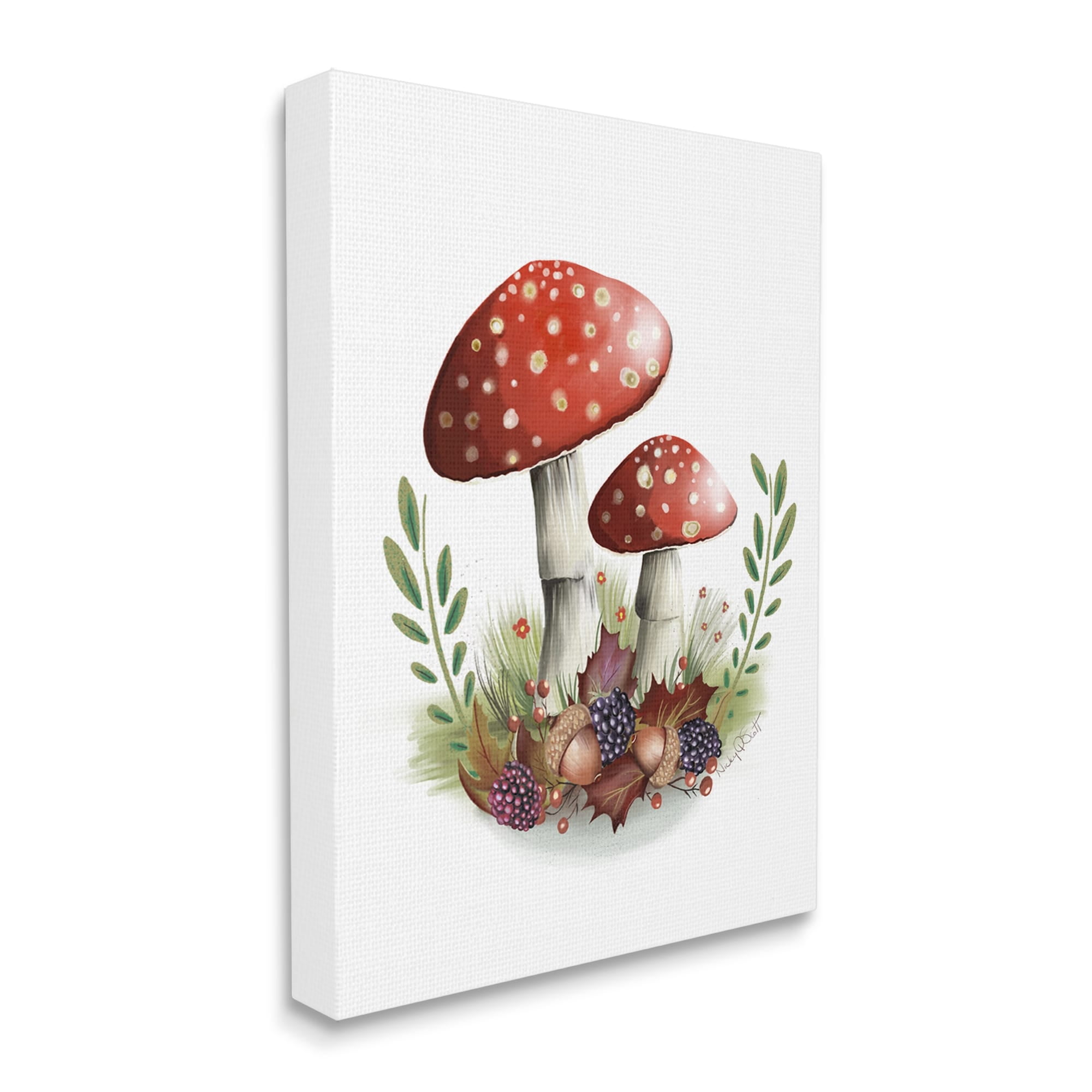 Stupell Industries Spotted Mushrooms Forest Floor Floral Botanicals Plants Graphic Art Gallery Wrapped Canvas Print Wall Art, Design by Studio Q