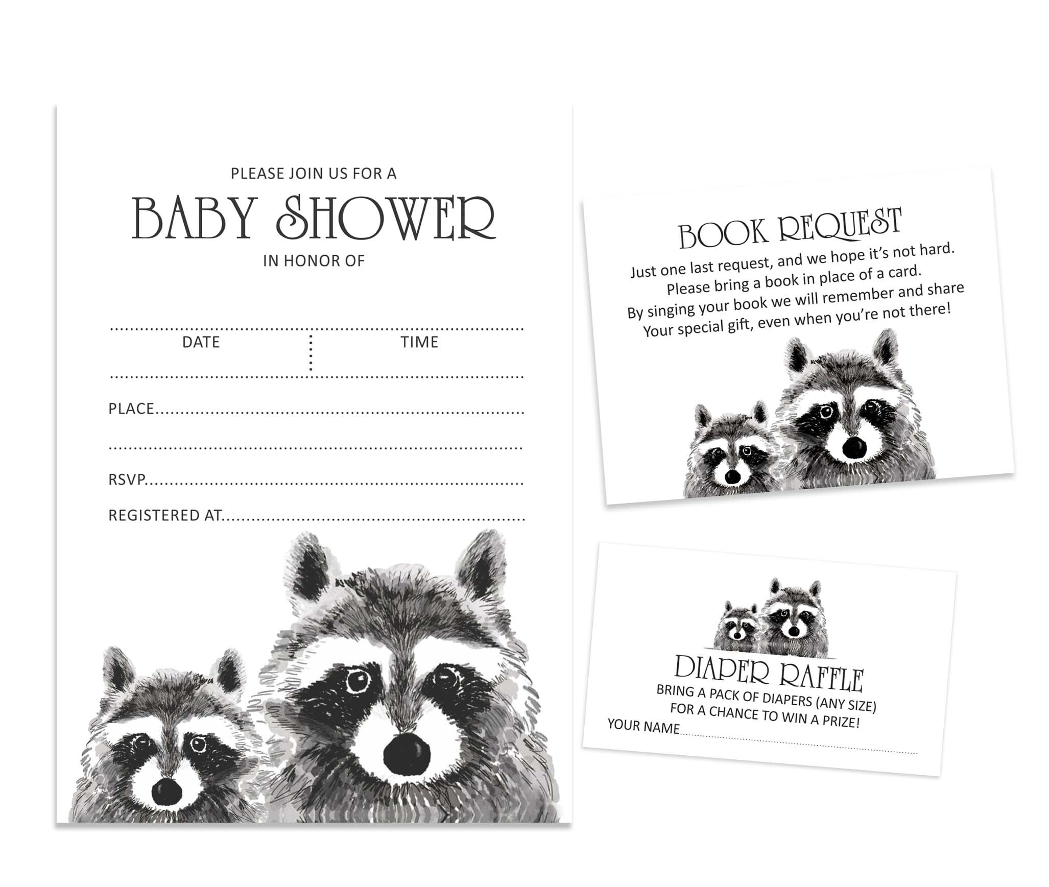 Inkdotpot Set Of 30Jungle Animals Baby Shower Invitations-Diaper Raffle Tickets And Baby Shower Book Request Cards Gender Neutral Invites Its A Boy Its A Girl