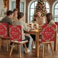thumbnail image 5 of Merry Christmas Red Chair Covers Set of 8 Winter Snowman Xmas Tree Pine Leaf Snow Chair Back Covers Stretch Removable Washable Slipcovers Protector for Dining Room Kitchen Party Decor, 5 of 5