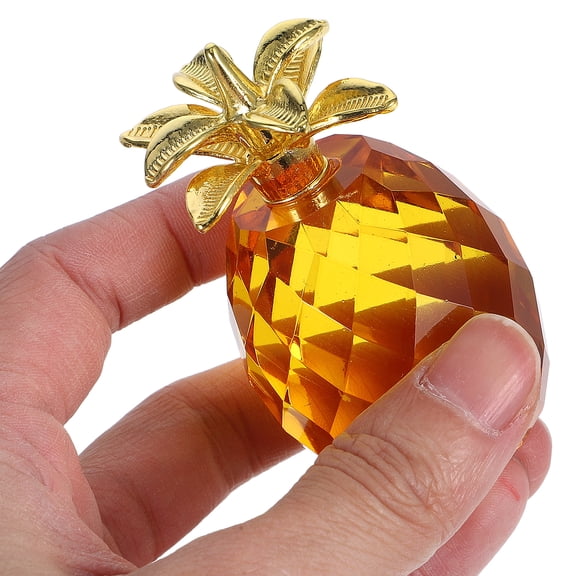 PENIKOKO Crystal Pineapple Statue Yellow Desktop Decor Decorative Fruit Sculpture for Home Office Table Centerpiece