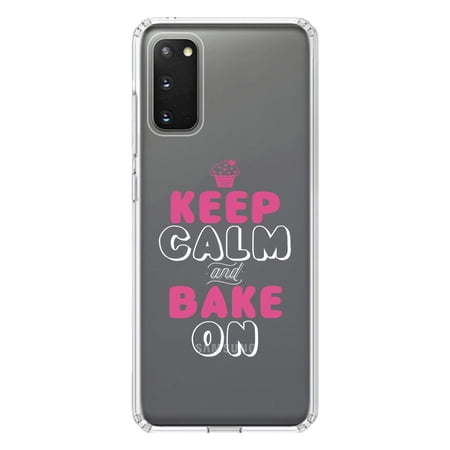 DistinctInk Clear Shockproof Hybrid Case for Galaxy S20 ULTRA / 5G (6.9 Screen) - TPU Bumper Acrylic Back Tempered Glass Screen Protector - Keep Calm and Bake On