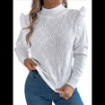 thumbnail image 1 of Suéteres de Mujer, Suéter de Cuello Redondo con Volantes, Larga, Color Liso, Sueltos, para Invierno 2025. M, 1 of 9