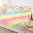 thumbnail image 3 of Manfei Ink Rainbow Fitted Sheet Queen, Cartoon Stars Galaxy Bedding, Glitter, 3pcs, 1 Fitted Sheet and 2 Pillowcases, 3 of 6