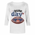 thumbnail image 4 of Gamivast Womens Long Sleeve Shirts Game Day Glitter Bow Football Crew Neck 3/4 Sleeve Graphic Tees Basic Tees Casual Game Day Outfits Outfits, 4 of 6