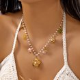 thumbnail image 3 of PISONIC Women Boho Imitation Pearl Beaded Choker Necklace, Gold‑Tone Multi Charms Necklace with Flower, Butterfly, Sun, Cactus & Leaf Pendants, Sweet Summer Casual Statement Jewelry for Ladies, 3 of 5