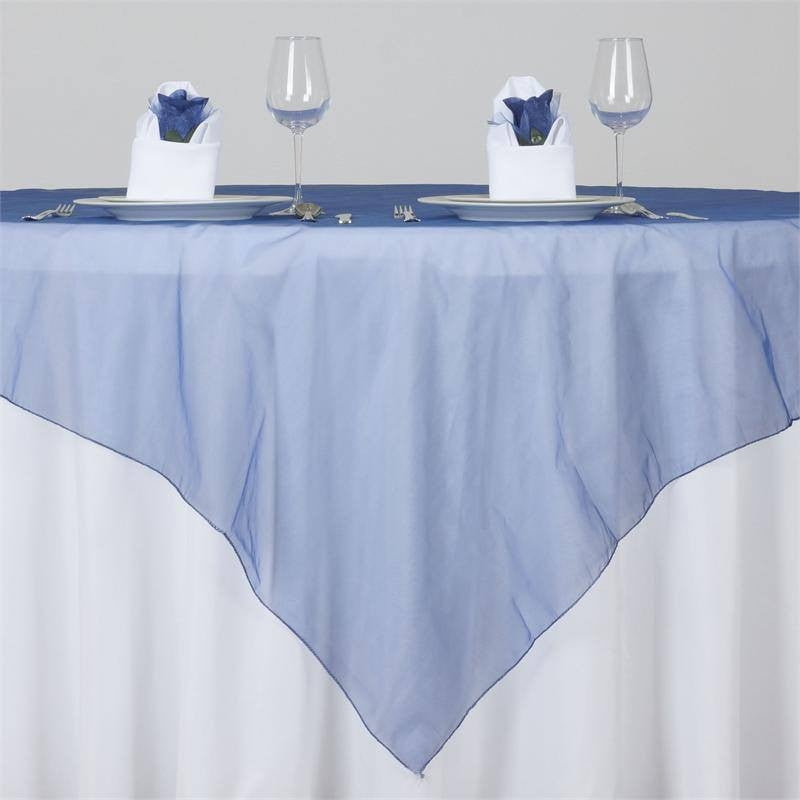 Efavormart Navy Blue Organza Square Tablecloth Overlay 72x72" Square ...