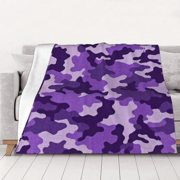 Throw Blanket Purple Camouflage Soft Cozy Fleece Flannel Blanket Home Decor for Couch Sofa Bed 60"x50"