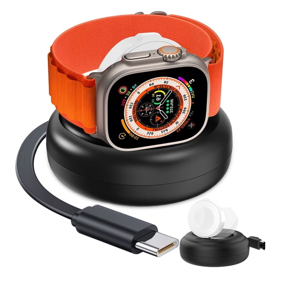 Retractable for Apple Watch Charger Stand, Multiple Travel Wireless Magnetic Charging Station with USB C Cable for iWatch Ultra Series 10/Se/9/8/7/6/5/4/3/2/1