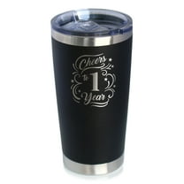 Bevvee Insulated Travel Tumbler 20 oz Cheers 1 Year Gifts for Anniversary Celebrations Tumblers