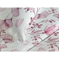 thumbnail image 3 of Ambesonne Floral Quilted Coverlet 3 Pcs, Modern Romantic Wild Ginkgo, Queen Size, Pink Dried Rose and White, 3 of 4