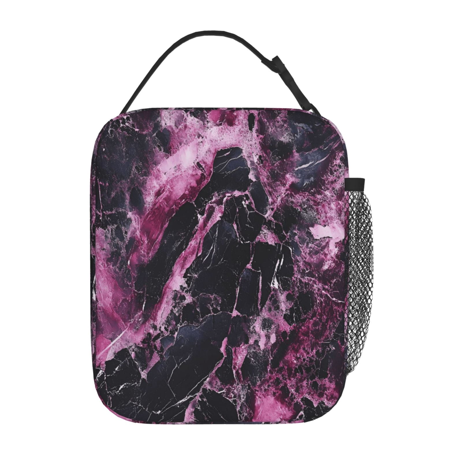 Lunch Bag For Women Men Insulated Portable Lunch Box Bento Box Office Picnic Travel Cooler Bag Darkmagenta Marble_2