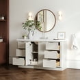 thumbnail image 2 of ARIEL Milan 61 Inch Single Rectangle Sink Bathroom Vanity with Pure White Quartz Countertop 1.5 Inch in Warm White, 2 of 7