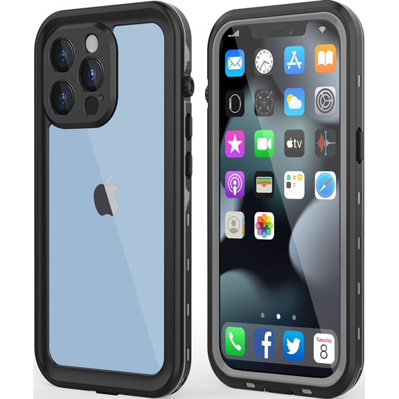 Design for iPhone 13 Pro Max Waterproof Case, Shockproof Dustproof Phone Case for iPhone 13 Pro Max with Screen Protector, Full Body Protective case for iPhone 13 Pro Max Cover 6.7'' (Black)