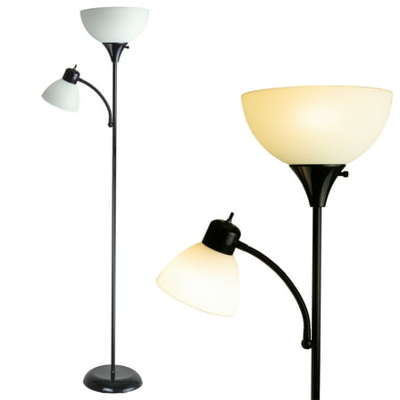 Newhouse Lighting 71 in. Torchiere William Standing Floor Lamp in Black Color