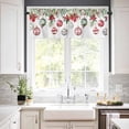 thumbnail image 5 of Christmas Kitchen Curtains and Valances Set, Rod Pocket Curtains Tier Farmhouse Window Curtains 36 Inch Length, Winter Poinsettia Green Pine Leaves Ball 3 Piece Kitchen Curtains Set, 5 of 6