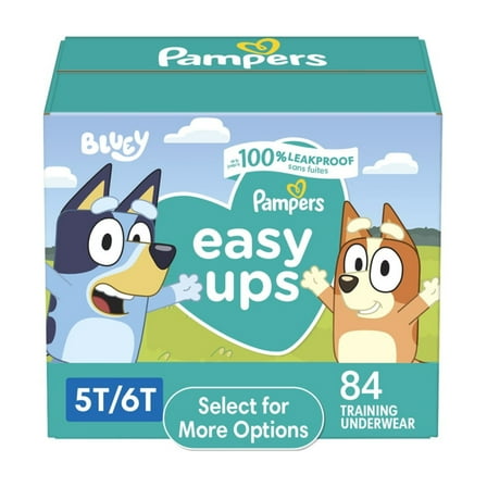 Pampers Easy Ups Bluey Potty Training Pants Boys Size 5T-6T, 84 Count (Select for More Options)