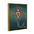 thumbnail image 3 of Stupell Industries Mermaid Fish Swirling Painting Fairy Tales & Fantasy Painting Gold Floater Framed Art Print Wall Art, 3 of 9