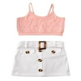 thumbnail image 1 of Bébés Filles Sans Manches Pearl Crop Top Blanc Mini Jupe Deux Pièces Ensemble, 1 of 6