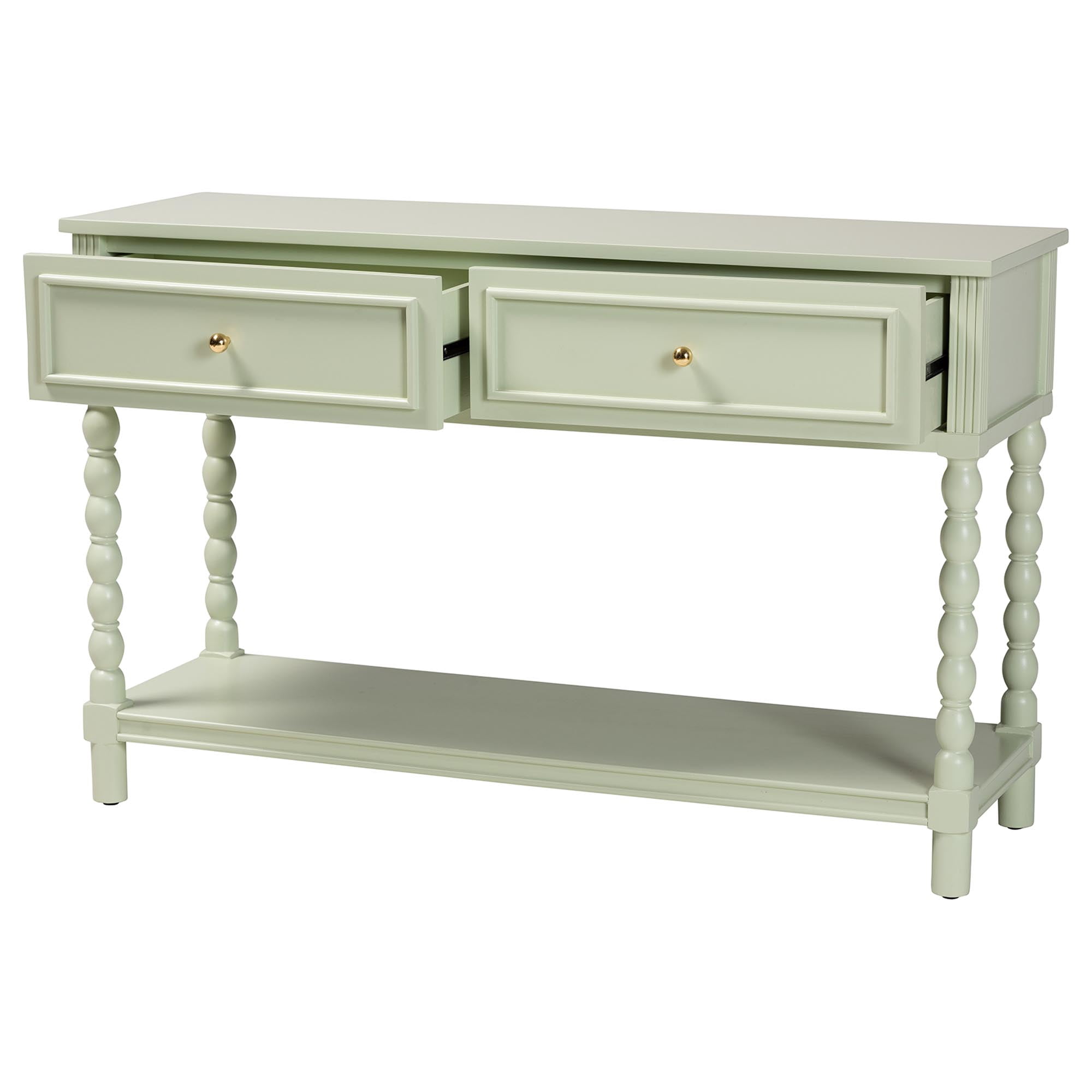 bali & pari Karnia Modern Console Table, 2-Drawer, Mint Green