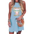 thumbnail image 1 of Vestido MHTOR Sun Salt Sand Coconut Tree sin mangas para mujer, azul, 1 of 1