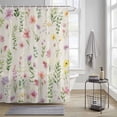thumbnail image 3 of Spring Summer Flower Shower Curtain, Eucalyptus Leaves Countryside Retro Waterproof Shower Curtain Set with 12 Hooks Lightweight Bath Curtains Fabric Bathroom Decor 36x72 Inches, 3 of 9
