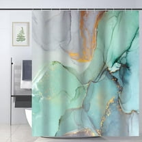 Colourful Marble Shower Curtains for Bathroom Sets Fabric with 12 Hooks