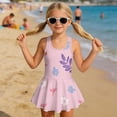 thumbnail image 3 of Uourmeti Girls' One Piece Skirted Swim Dress - Whimsical Floral & Dragonfly Print, Quick Dry, Built-in Liner, Perfect for Beach & Pool Vacation, 3 of 8