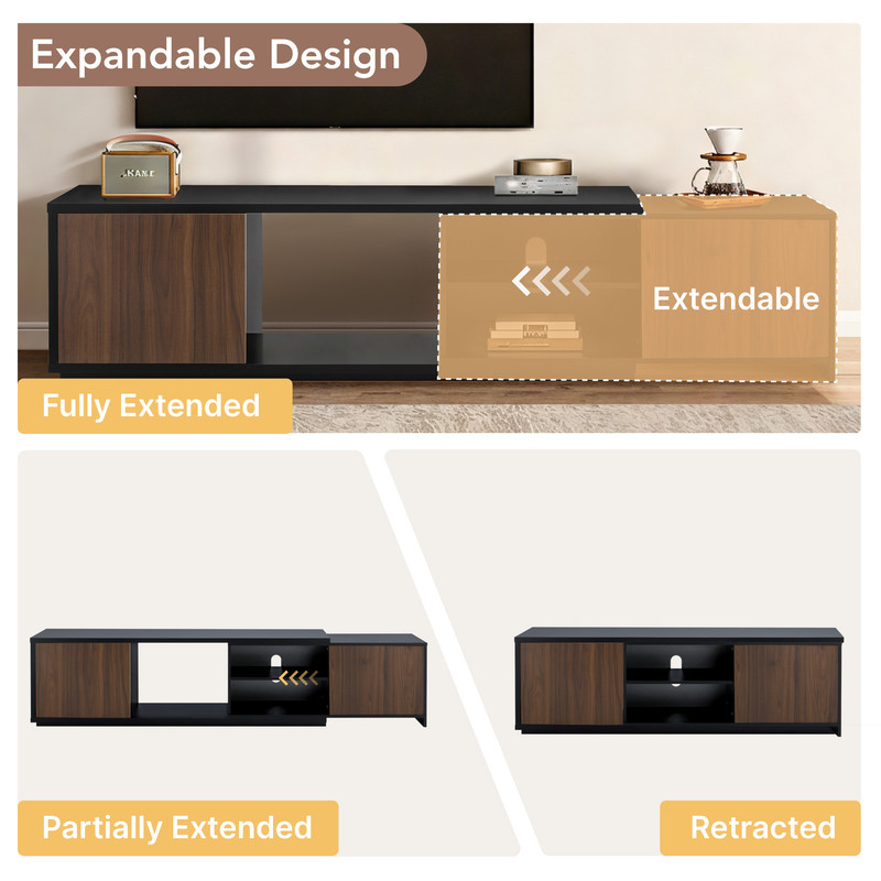 Spruce & Spring Extendable TV Stand for Large TVs up to 90 inches for Living Room