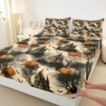 thumbnail image 3 of Manfei Thanksgiving Print Fitted Sheet Full,Ghost And Pumpkin Halloween Bed Set,3pcs,1 Fitted Sheet and 2 Pillowcases, 3 of 6