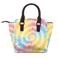 thumbnail image 3 of Single Shoulder Bag Rivet Bag 7.48×7.48×3.94in Removable Shoulder Belt Can Be Held Or Diagonal Across A Variety Of Matching Styles Yellow Tie-Dye Background Rainbow Colors_2, 3 of 6
