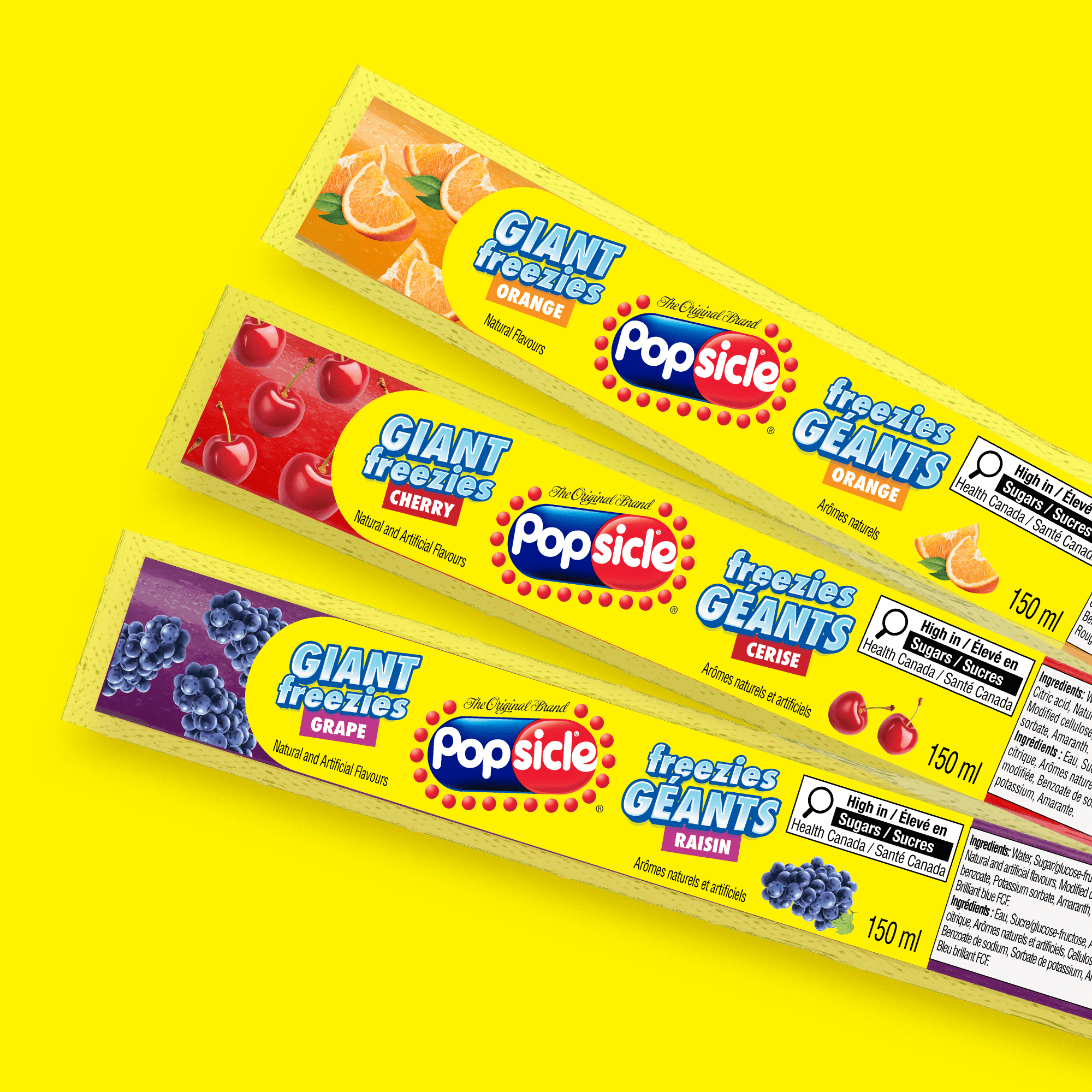 Popsicle Giant Freezies - Orange, Cherry, Grape - 27 x 150 ml, 27 x 150 ml