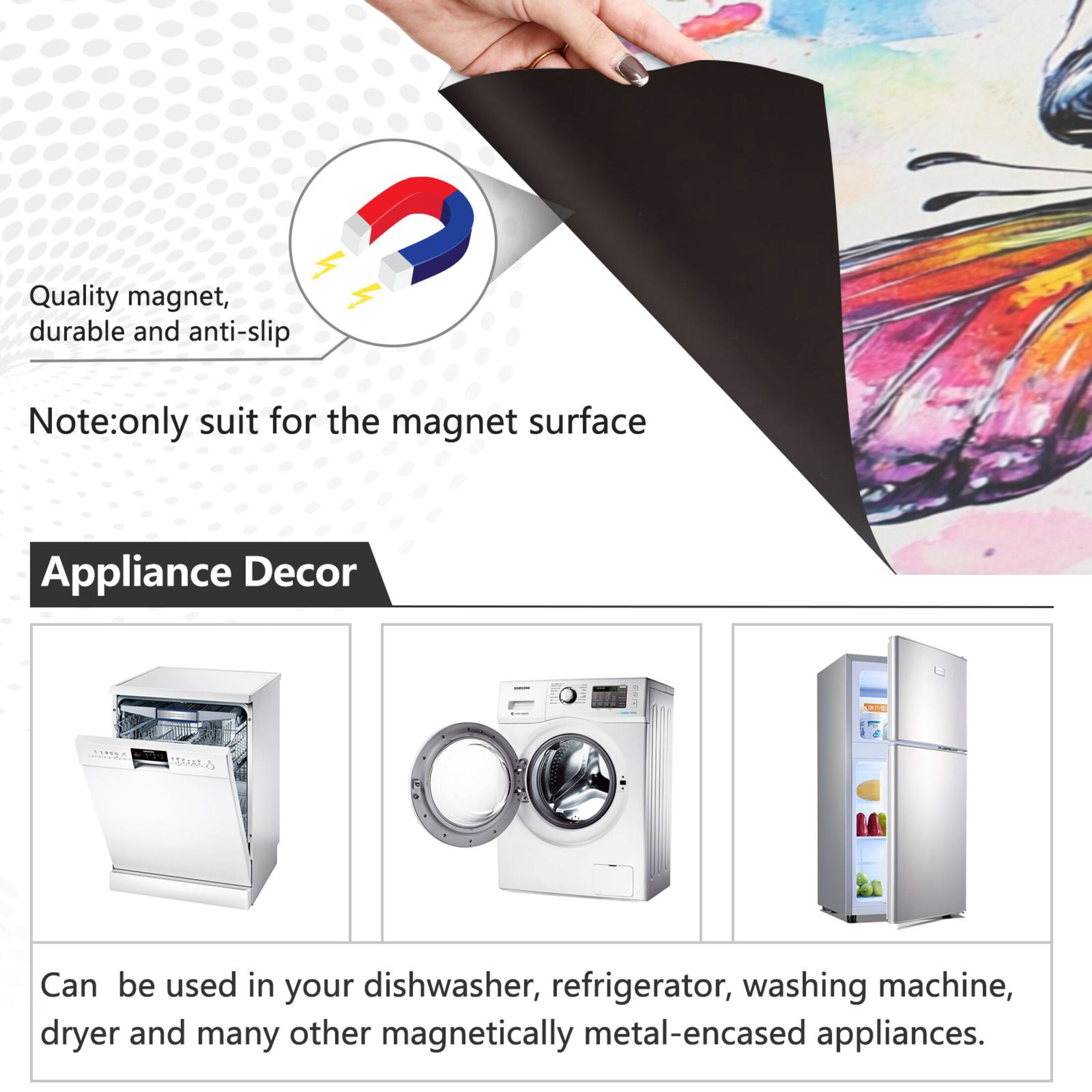Dishwasher Magnetic Sticker 23x26 Inch Refrigerator Magnetic Sticker Washing Machine Magnetic Sticker Kitchen Panel Magnetic Sticker Home Decor Dogs Kiss Colorful Butterflies