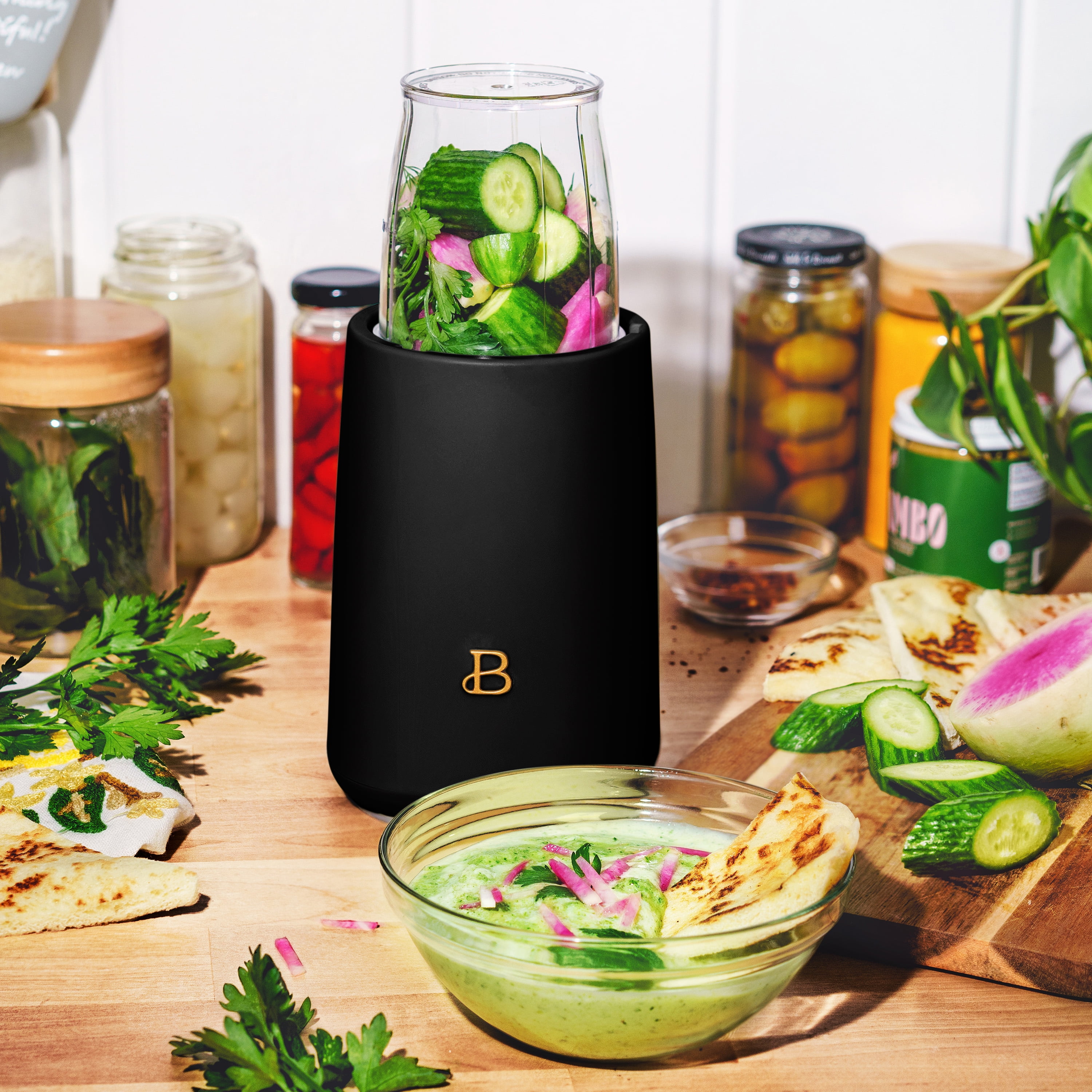 Beautiful Personal Blender Set with 12 Pieces, 240 W, Black Sesame by Drew Barrymore