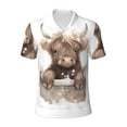 thumbnail image 2 of Daiia Cute Cow Bath Pattern Men’s Polo Shirts,Solid Deck Shirt,Classic Fit, Breathable Cotton Polo for Casual and Sport Wear-3X-Large, 2 of 7