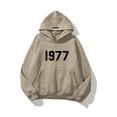 thumbnail image 2 of Chandail de Marque Mode Style Rue Ample Doublé en Molleton Mots 1977 Chandail Chandails à Capuchon pour Hommes et Femmes (Kaki, m), 2 of 13