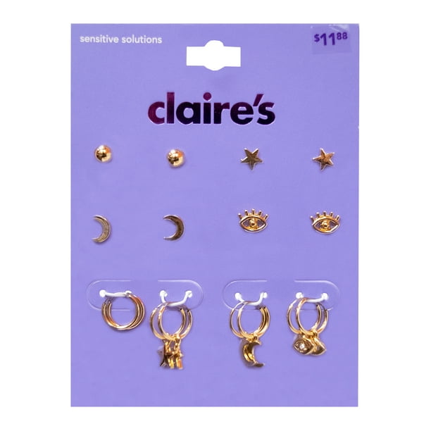 Claire's Teenagers Mystical Stud and Hoop Earrings Set, Post Back
